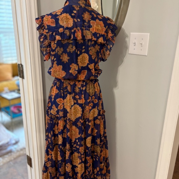Misa Tina Dress Blue Marigold Floral - Picture 5 of 6